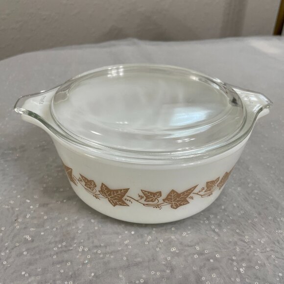 VTG Pyrex Set #472, Sandalwood, 1 1/2 Pt W/ Pyrex lid & #471, 1 Pt W/lid - Picture 6 of 12